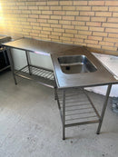 Rustfrit bord m/vask (brugt)