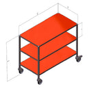 Ergolift rullebord, 3 hylder, rødt