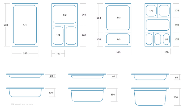 Kantine 1/1 GN 40mm, rustfri stål.